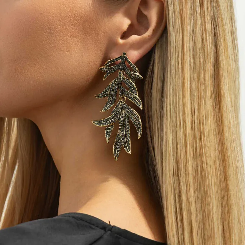 Black Cubic Zirconia & Goldtone Branch Dangle Earrings made by Zulily