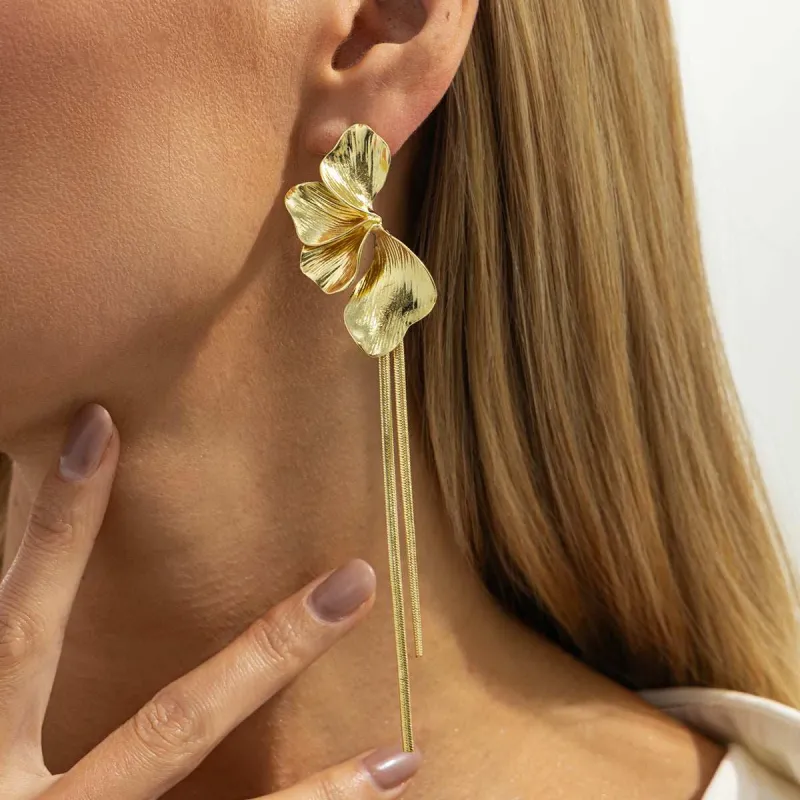 Goldtone Petals Tassel Dangle Earrings made by Zulily