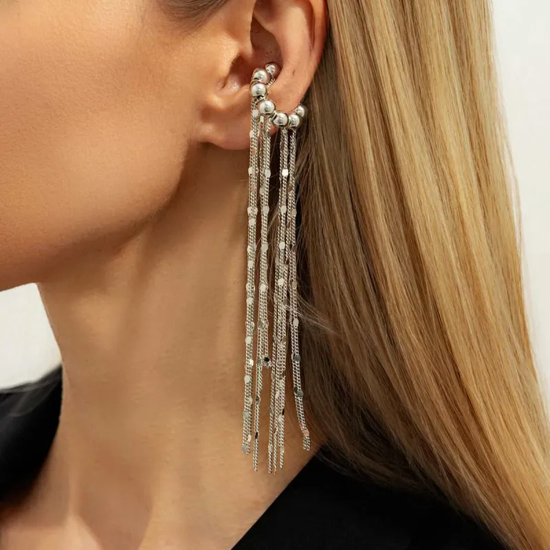 Silvertone Beaded Sequin Tassel Ear Cuff made by Zulily