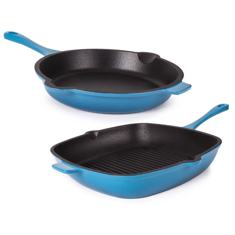 BergHOFF Neo 2pc Cast Iron 10" Fry Pan & 11" Grill Pan Cookware Set made by Zulily