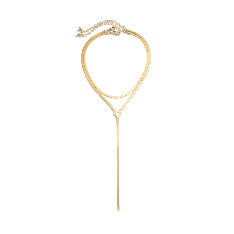 Layered Y-Shaped Herringbone Choker Necklace made by Leo Rosi