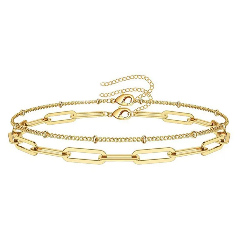 Layered Paperclip Chain Bracelet Adjustable made by Leo Rosi