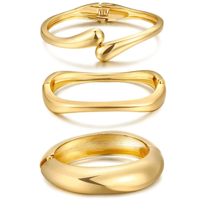 Dainty Stackable Irregular Bangle Bracelet Set made by Leo Rosi