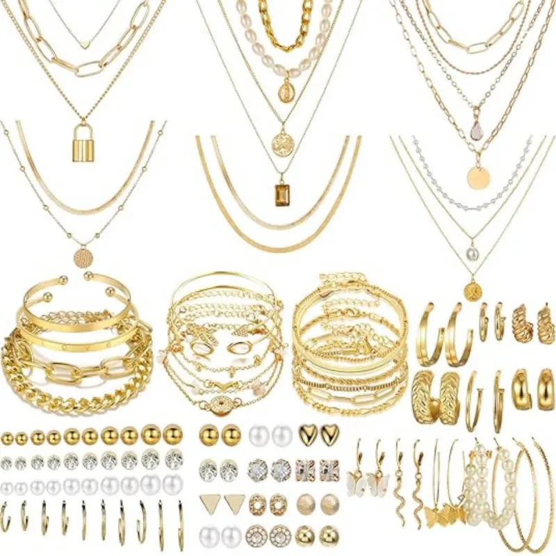 108 Pcs Gold Jewelry Set Necklaces Bracelets Earrings made by Leo Rosi