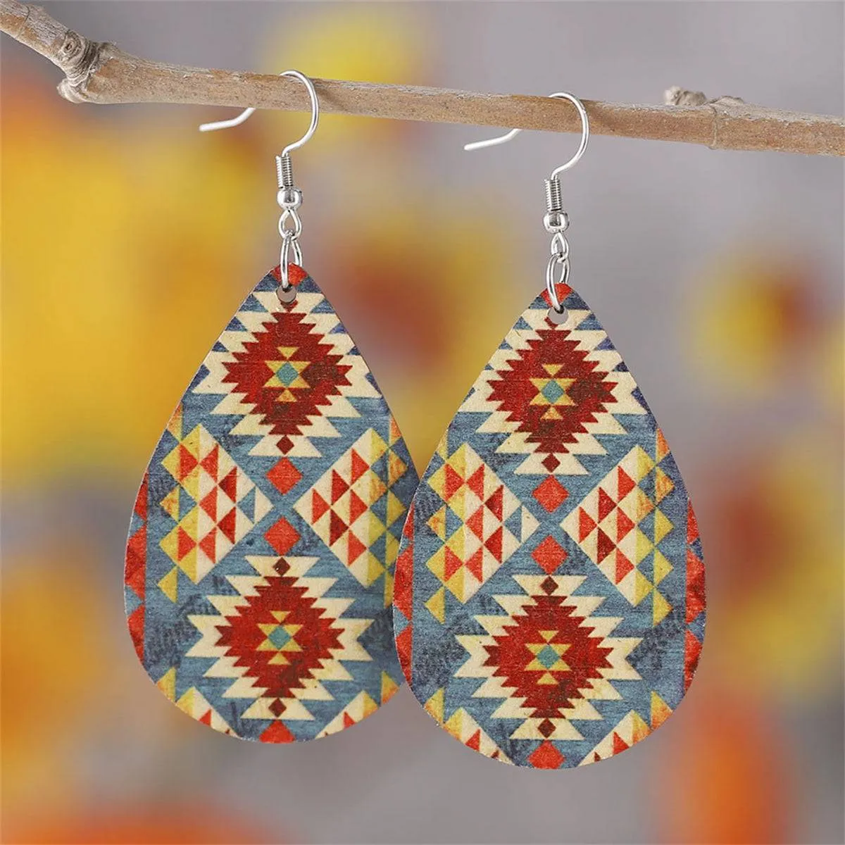 Blue & Orange Geometric Drop Earrings sold by Zulily