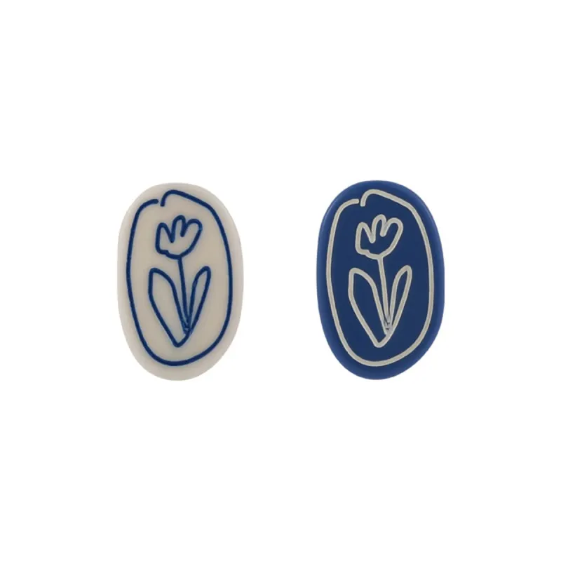 Blue & White Tulip Asymmetrical Stud Earrings made by Zulily