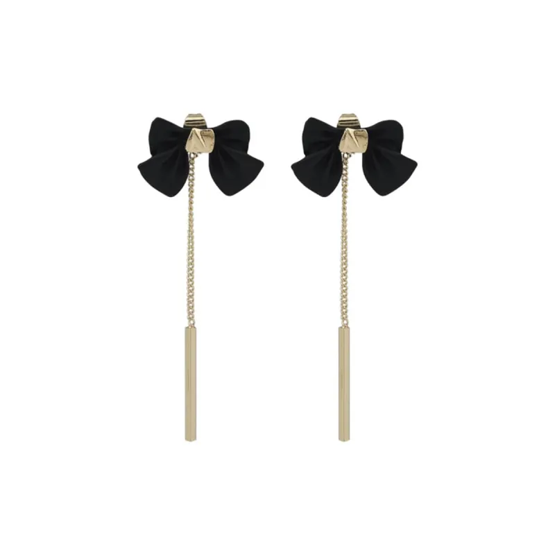 Black Enamel & Goldtone Bow Ear Jackets made by Zulily