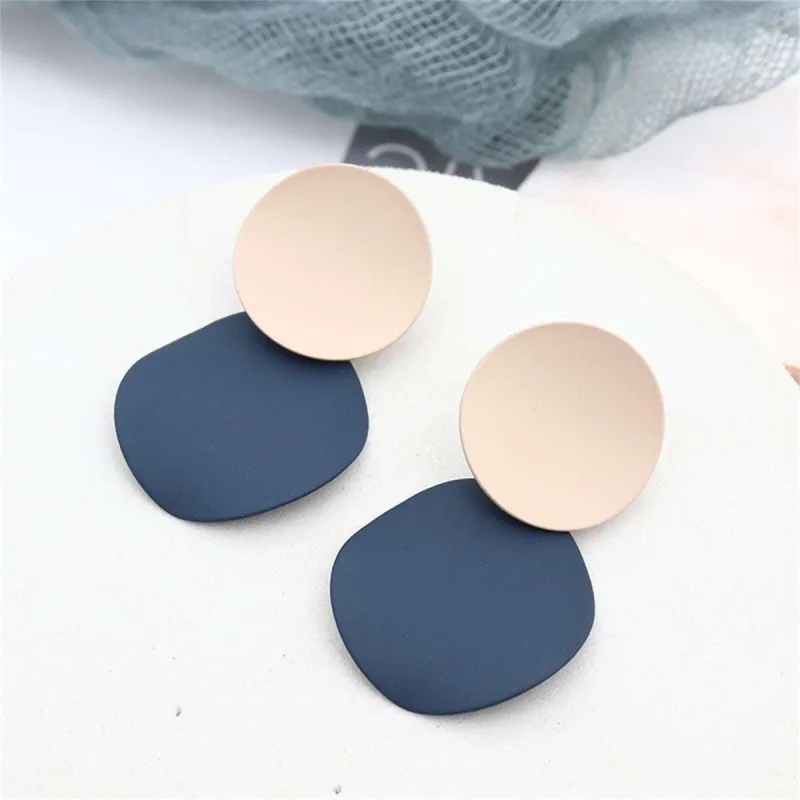 Blue Enamel & Silvertone Round Drop Earrings made by Zulily