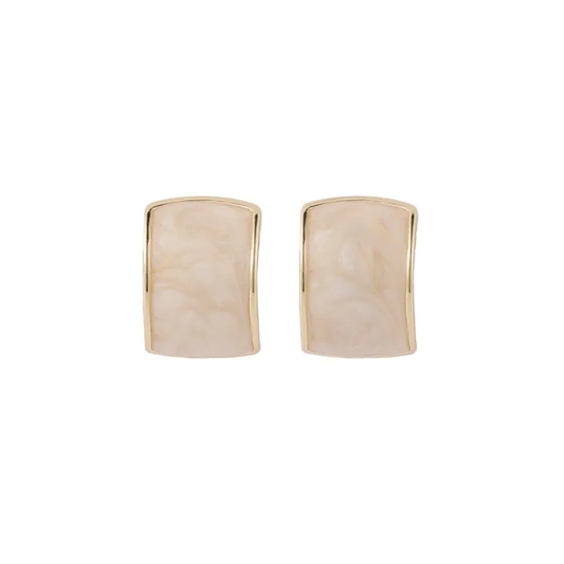 Beige Enamel & Goldtone Curved Stud Earrings made by Zulily