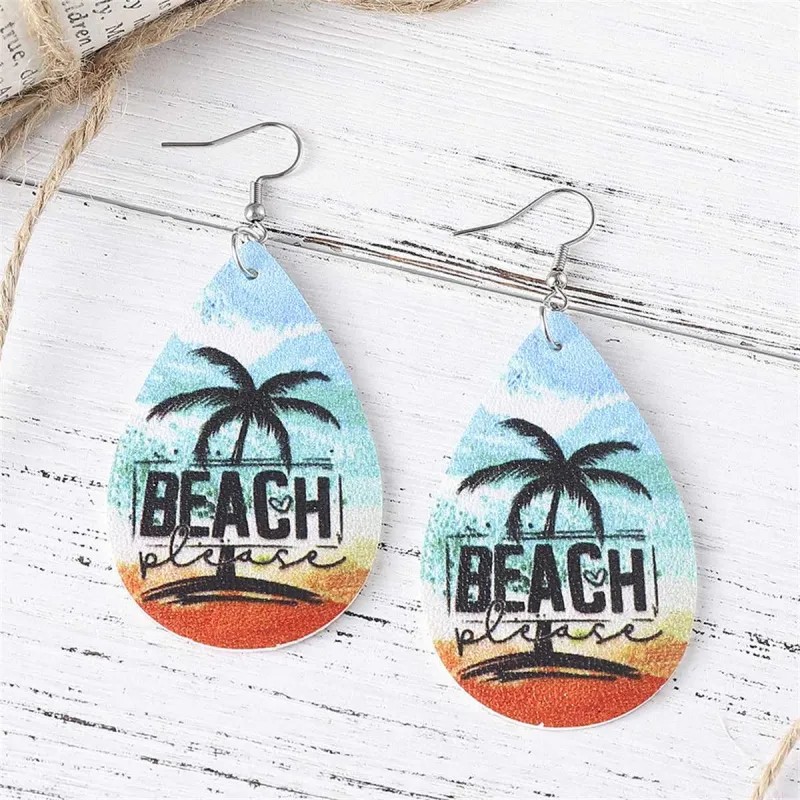 Blue & Orange 'Beach Please' Palm Tree Drop Earrings made by Zulily