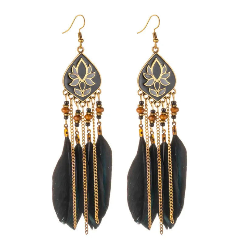 Black Feather & Resin Drop Earrings made by Zulily