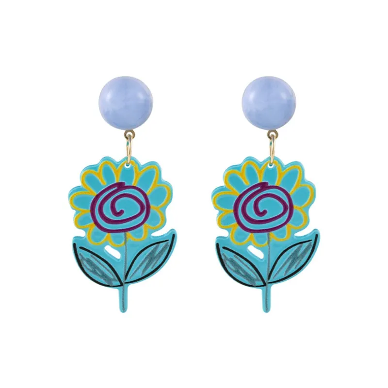 Blue & Purple Floral Drop Earrings made by Zulily