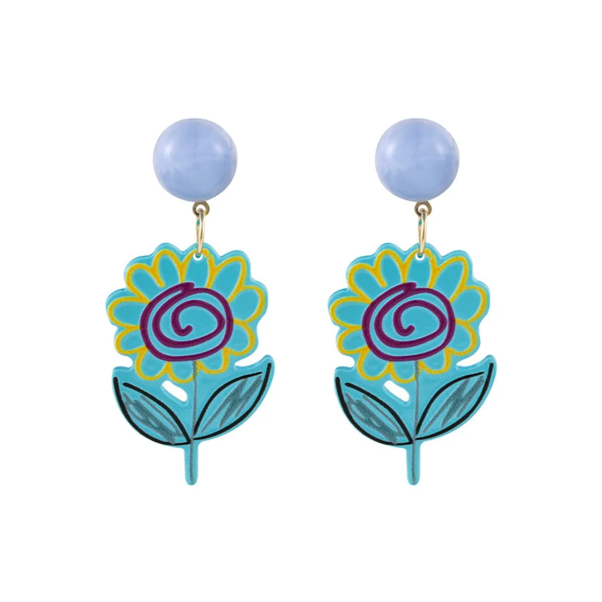 Blue & Purple Floral Drop Earrings sold by Zulily