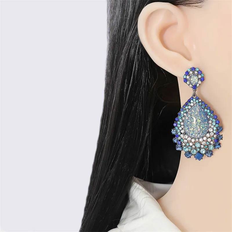 Blue Cubic Zirconia & Crystal Geometric Teardrop Earrings made by Zulily
