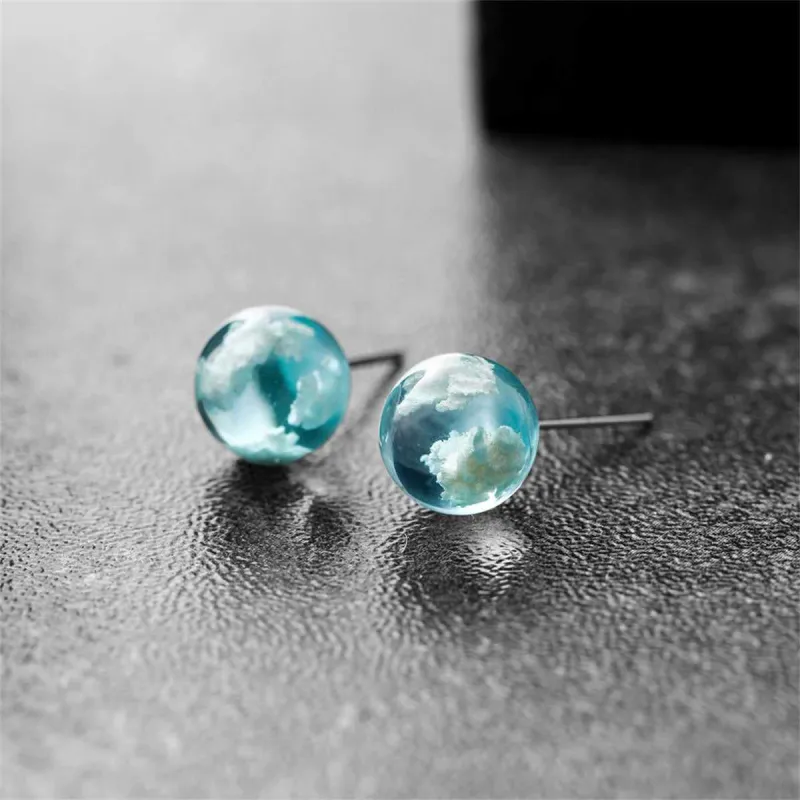 Blue & White Cloud Ball Stud Earrings made by Zulily