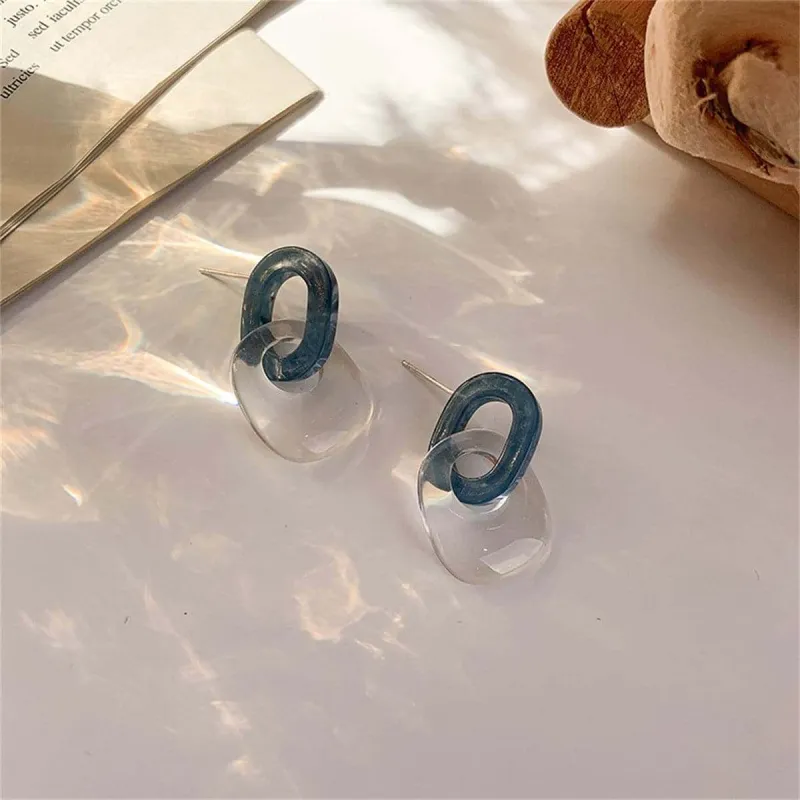 Blue & Clear Interlocked Rings Drop Earrings made by Zulily