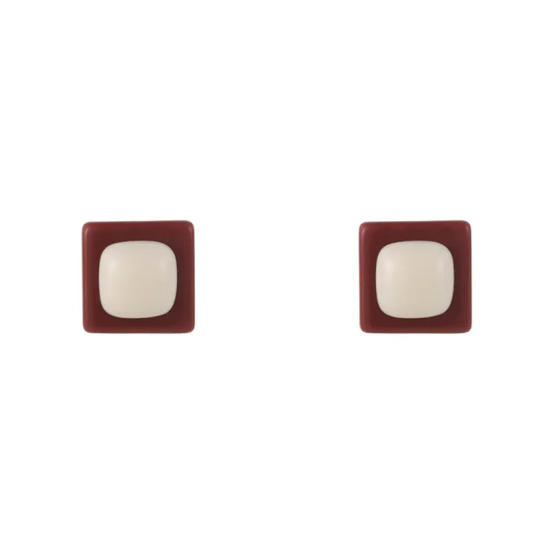 Beige Resin & Silvertone Square Stud Earrings made by Zulily