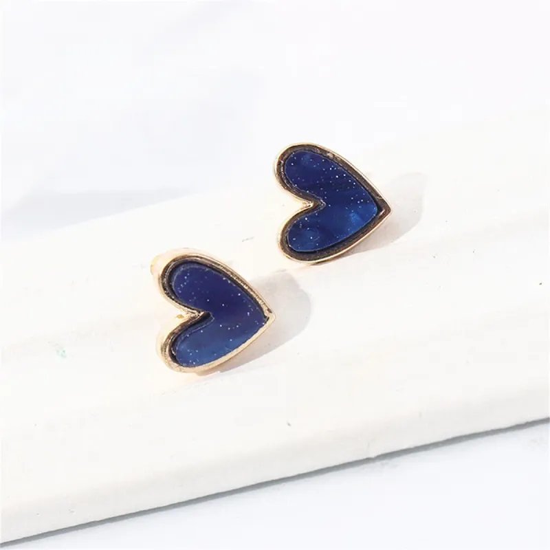 Blue Acrylic & Goldtone Heart Stud Earrings made by Zulily