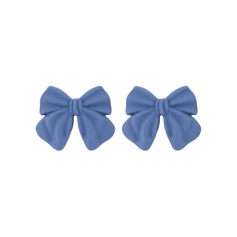 Blue Enamel & Silvertone Bow Stud Earrings made by Zulily