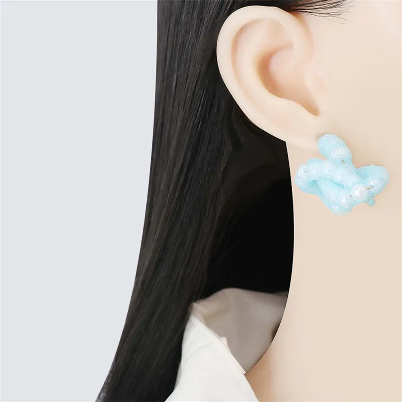 Blue Pearl Knot Stud Earrings made by Zulily