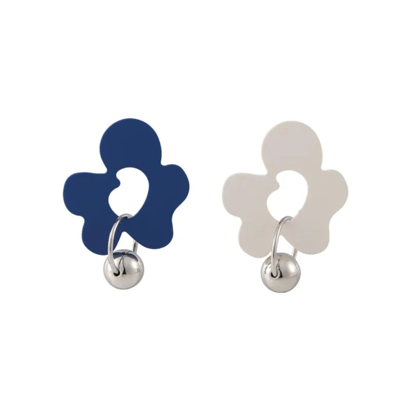 Blue & White Floral Asymmetrical Drop Earrings made by Zulily