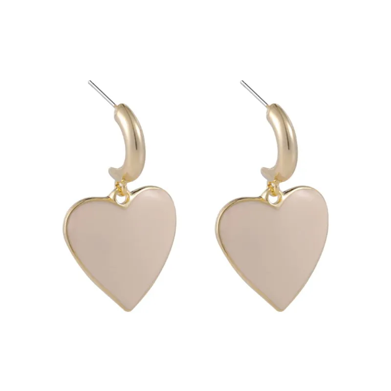 Beige Enamel & Goldtone Heart Drop Earrings made by Zulily