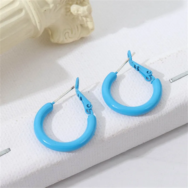 Blue Enamel & Silvertone Huggie Earrings made by Zulily