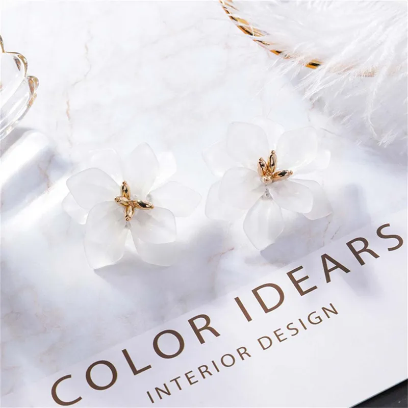 Acrylic & Goldtone Floral Stud Earrings made by Zulily