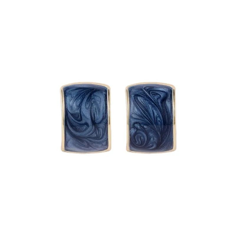 Blue Enamel & Goldtone Curved Stud Earrings made by Zulily
