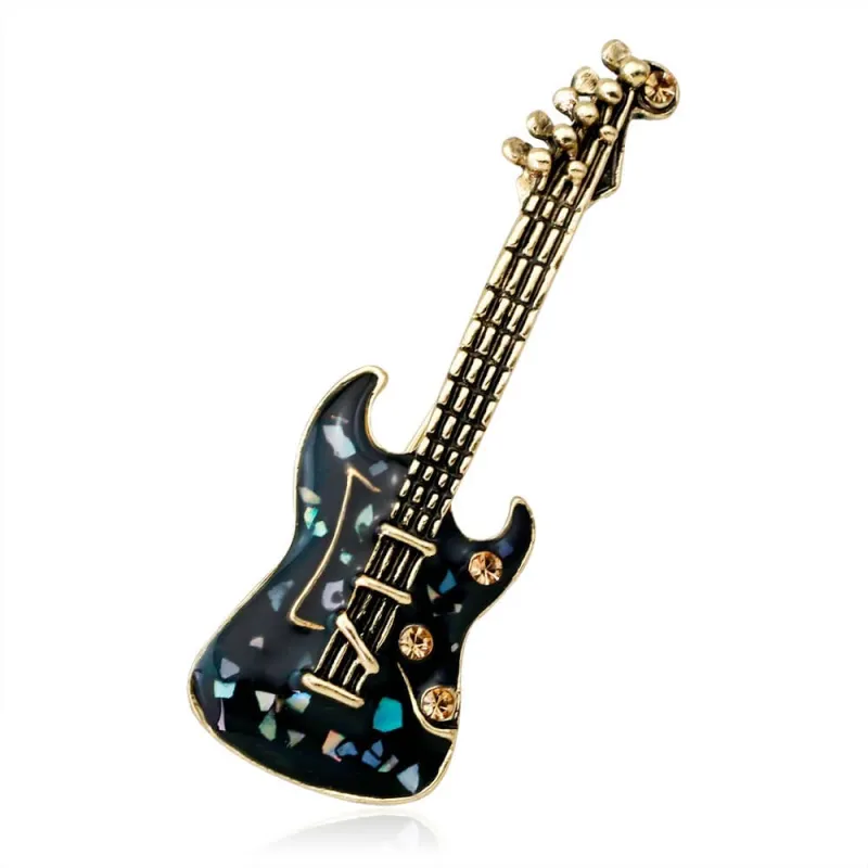 Black & Cubic Zirconia Guitar Brooch made by Zulily