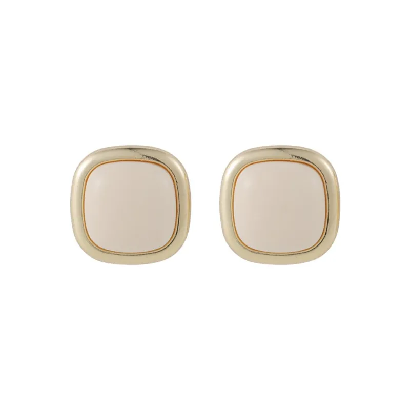 Beige Resin & Goldtone Square Stud Earrings made by Zulily