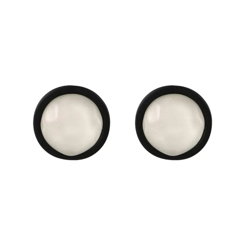 Black Acrylic & Resin Silvertone Round Stud Earring made by Zulily