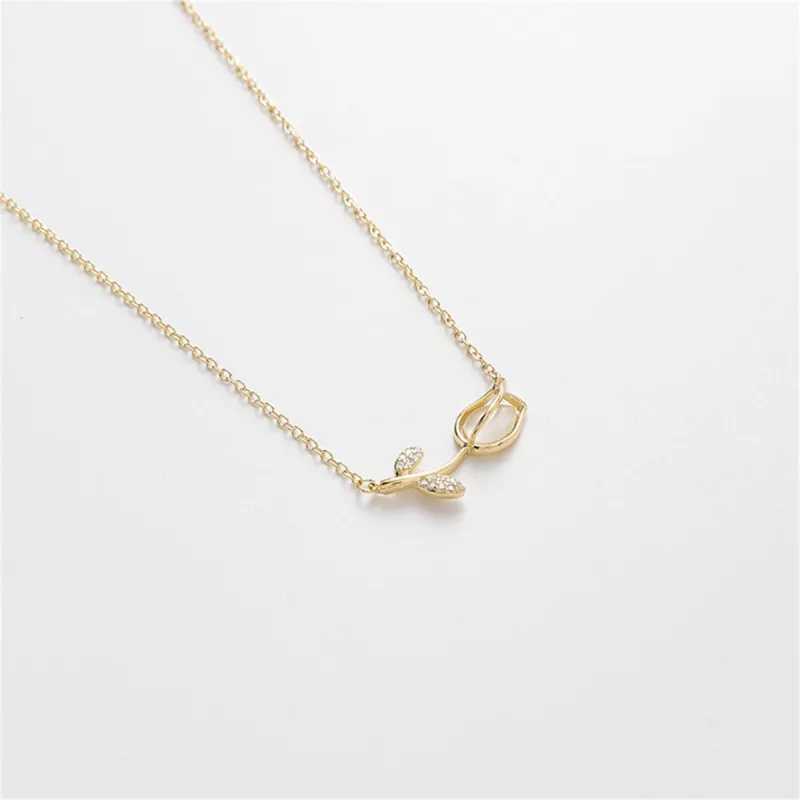 Cat's Eye & Cubic Zirconia Rose Pendant Necklace made by Zulily