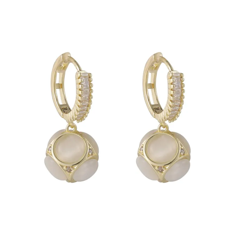 Cat's Eye & Cubic Zirconia Goldtone Ball Drop Earrings made by Zulily