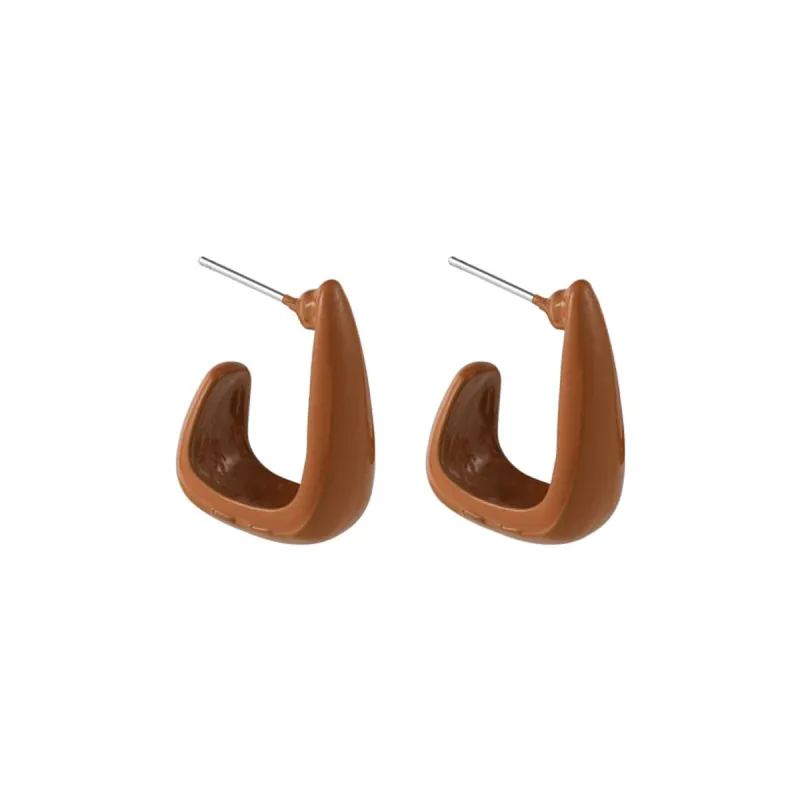 Coffee Enamel & Silvertone U-Shape Huggie Earrings made by Zulily