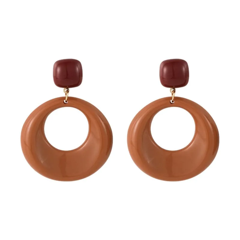 Coffee Resin & Goldtone Circle Drop Earrings made by Zulily