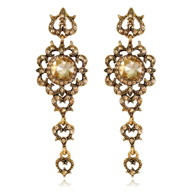 Champagne Crystal & Cubic Zirconia Flower Heart Drop Earrings made by Zulily