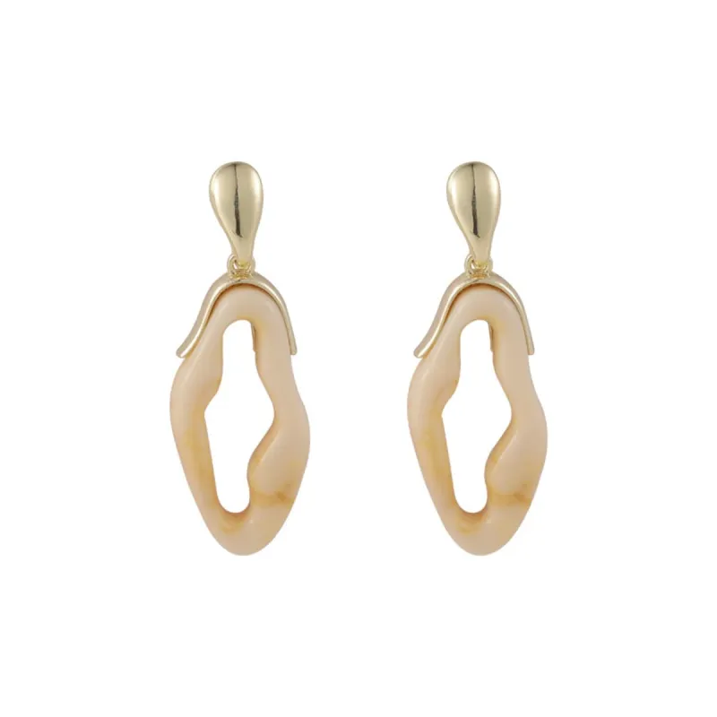 Cream Resin & Goldtone Abstract Drop Earrings made by Zulily