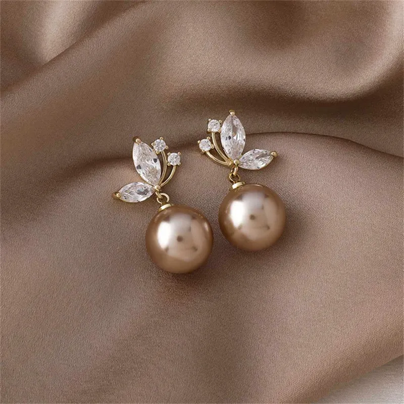 Champagne Pearl & Cubic Zirconia Butterfly Drop Earrings made by Zulily