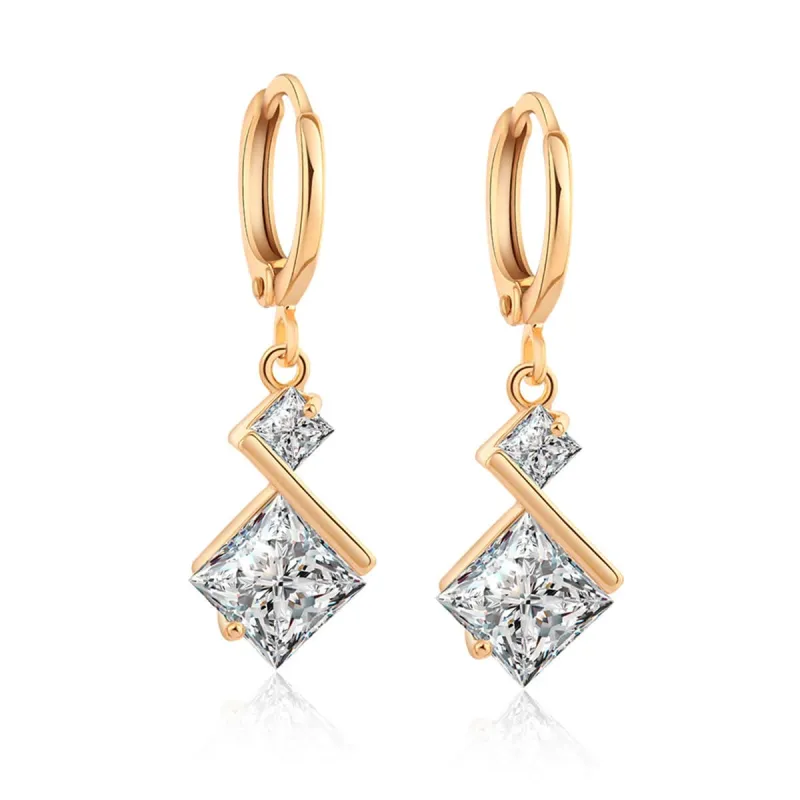 Crystal & Goldtone Princess-Cut Drop Earrings made by Zulily