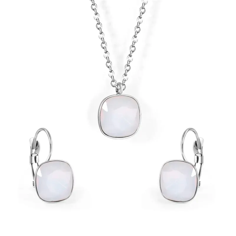Crystal & Silvertone Square Huggie Earring Set made by Zulily