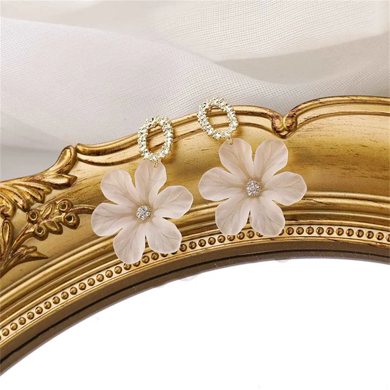 Cubic Zirconia & Acrylic Goldtone Oval Flower Drop Earrings made by Zulily