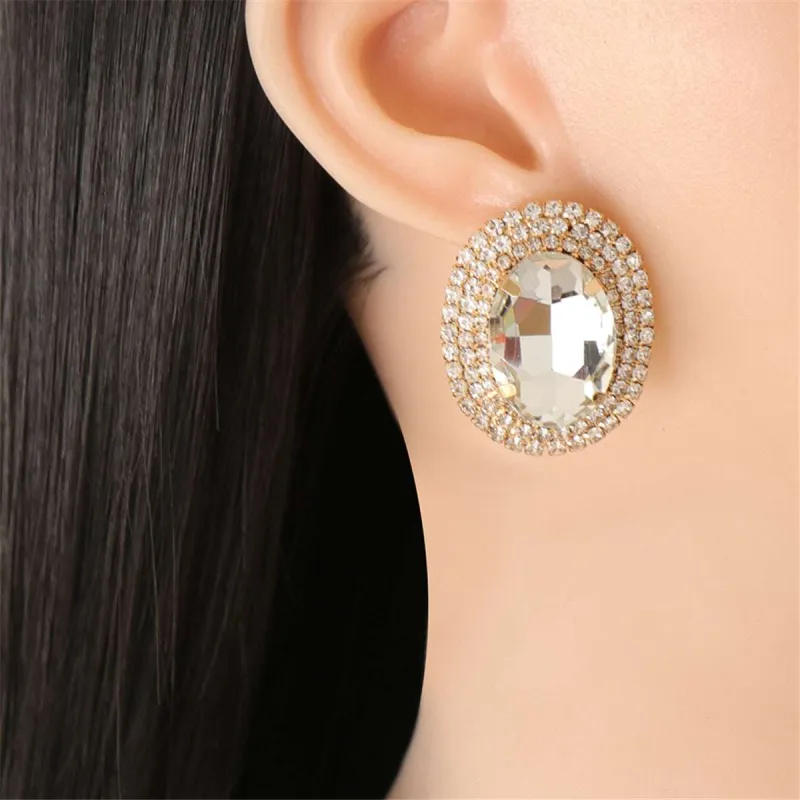 Crystal & Cubic Zirconia Oval Halo Stud Earrings made by Zulily