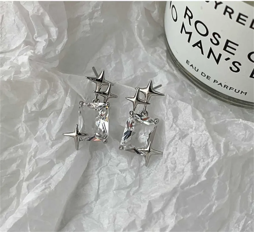 Crystal & Silvertone Star Cluster Drop Earrings made by Zulily