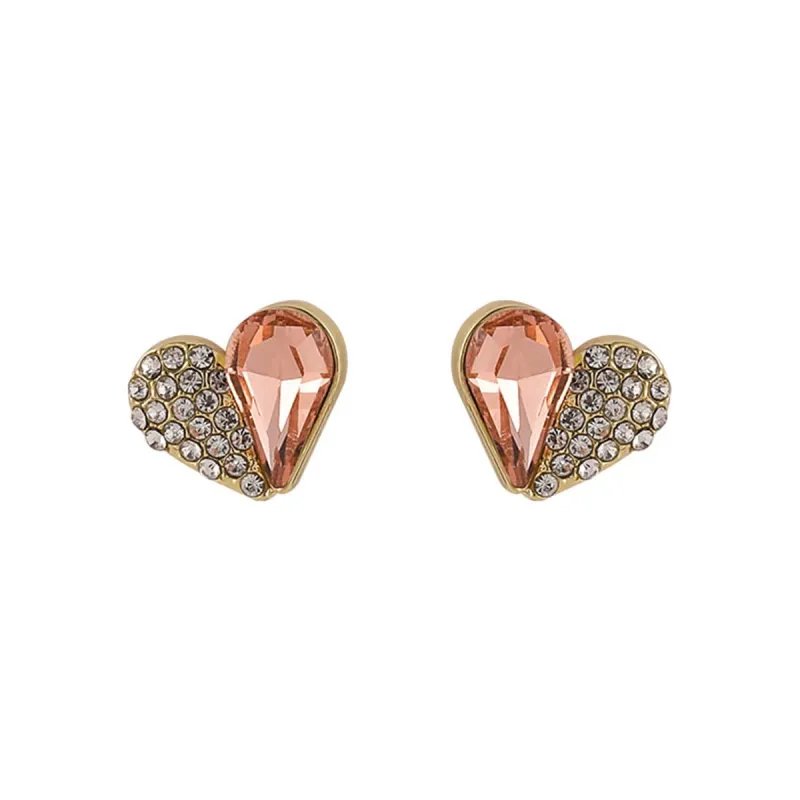 Cubic Zirconia & Crystal Goldtone Heart Stud Earrings made by Zulily