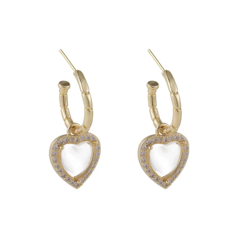 Crystal & Cubic Zirconia Pavé Hola Heart Huggie Earrings made by Zulily
