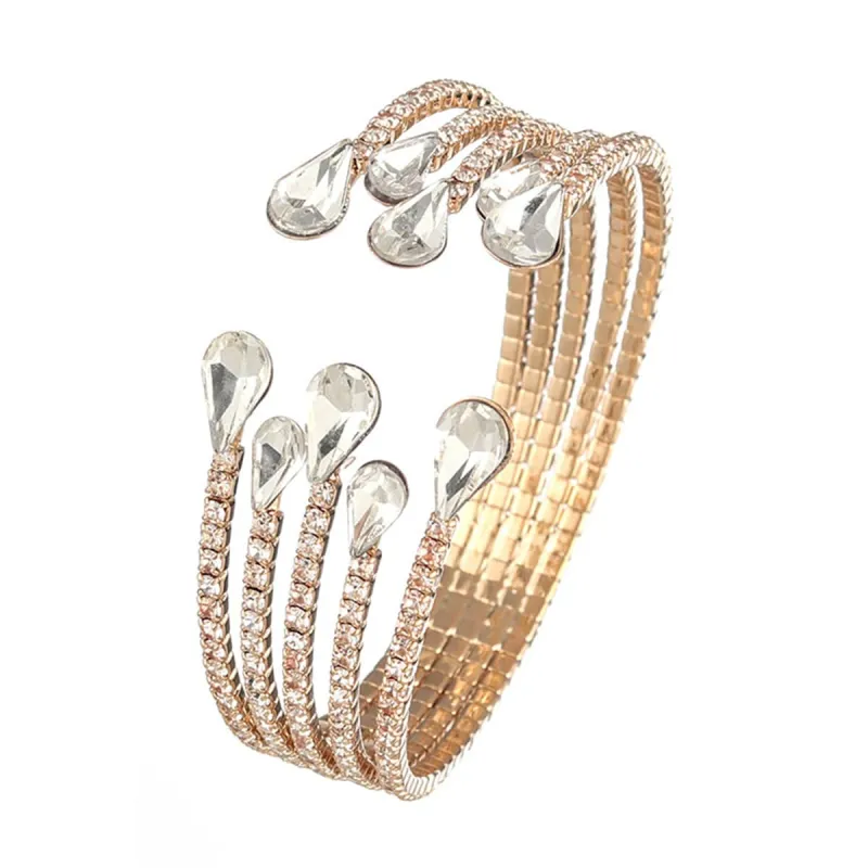 Cubic Zirconia & Crystal Goldtone Teardrop Layered Cuff made by Zulily