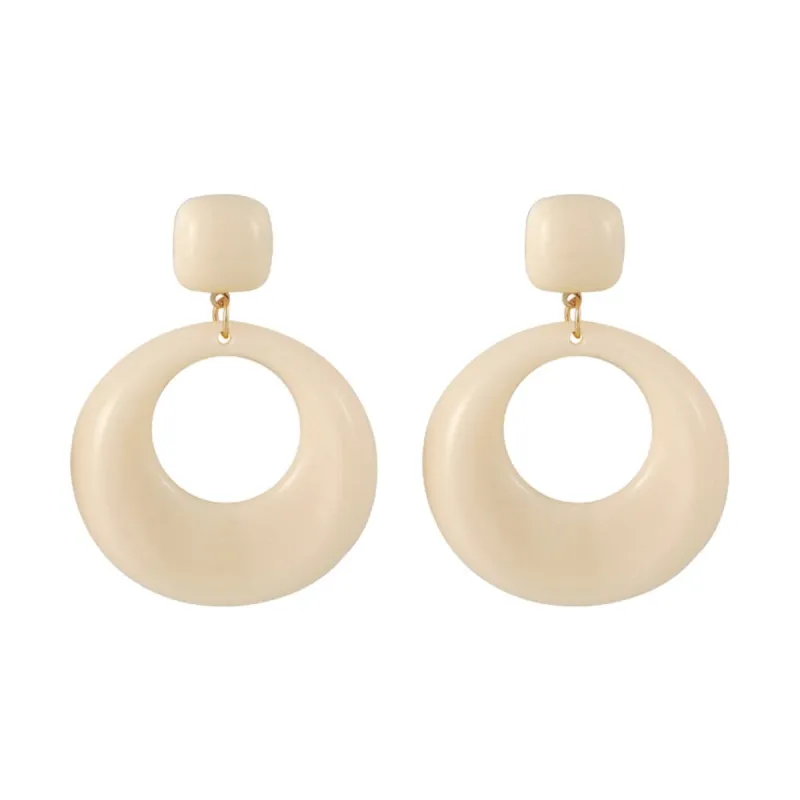 Cream Resin & Goldtone Circle Drop Earrings made by Zulily