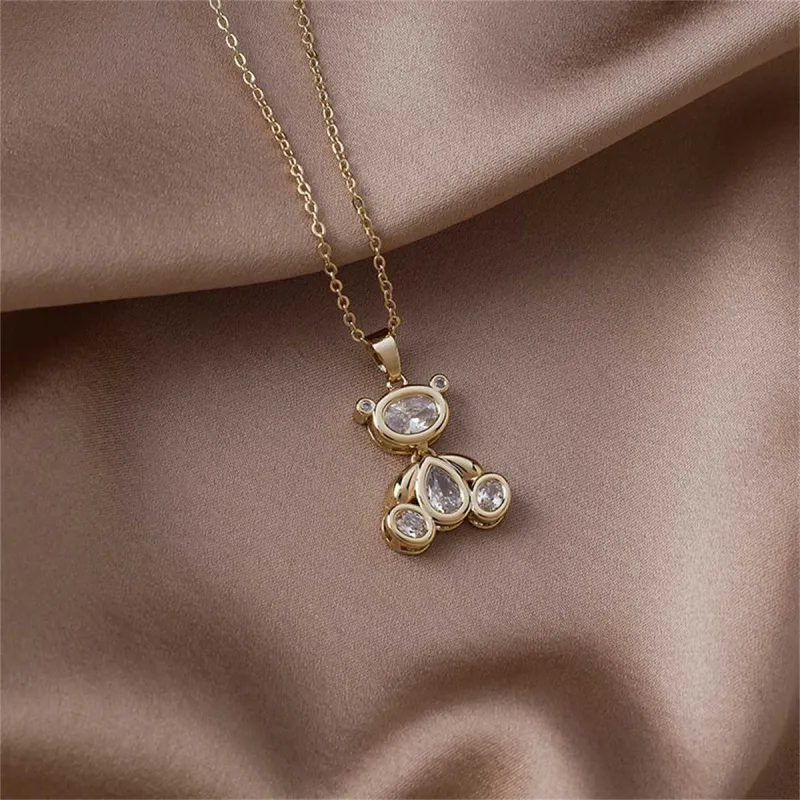 Cubic Zirconia & Goldtone Bear Pendant Necklace made by Zulily