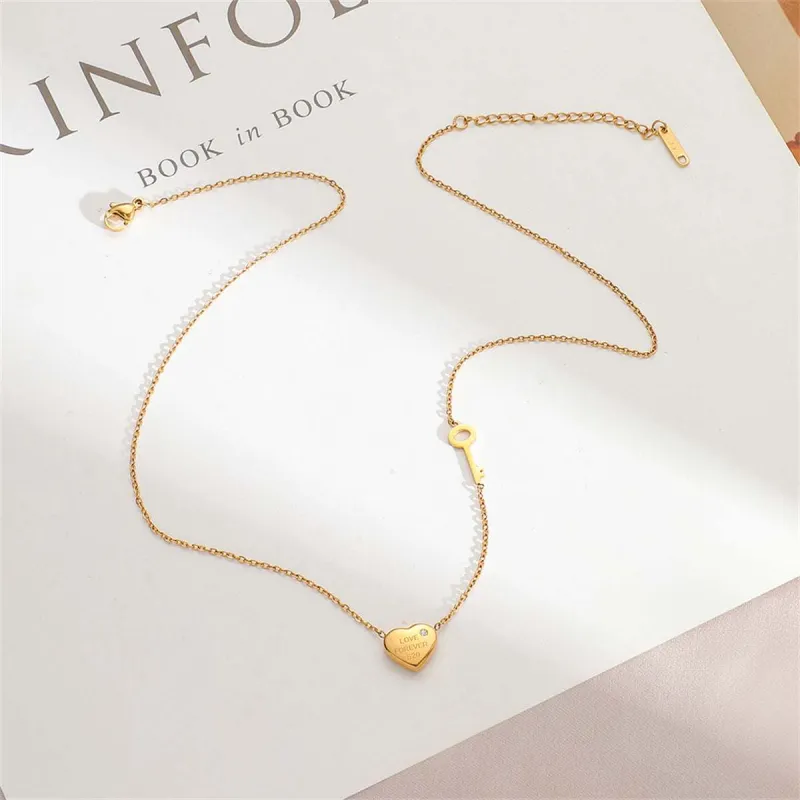 Cubic Zirconia & Goldtone 'Love Forever' Key & Heart Necklace made by Zulily